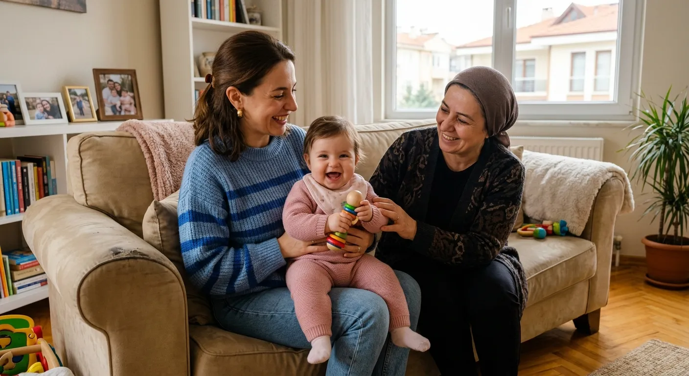 Bursa Bakıcısı ekibinden bir bakıcı bebek bakıcısı hizmeti verirken